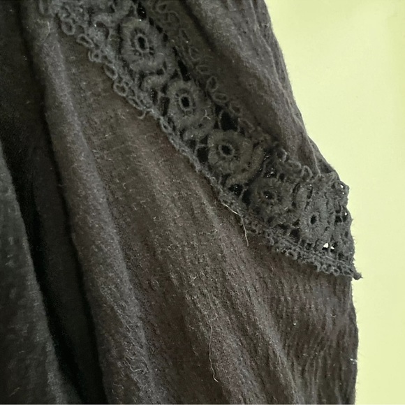 Free People Black Ruffled Embellished Long Sleeve Blouse - Picture 10 of 15